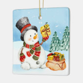 Weihnachts Wintery Snowman Keramik Ornament (Links)