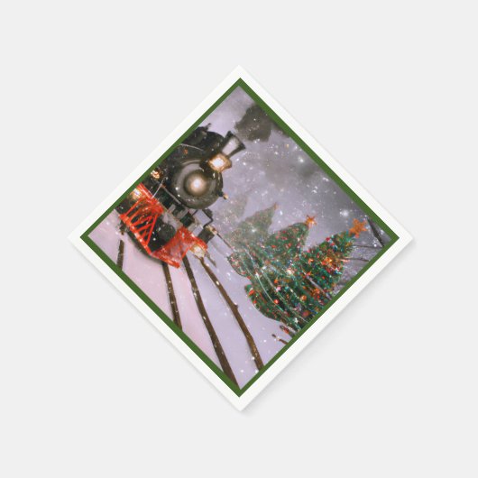 Weihnachts-/Winterzug im Schnee Serviette (Ecke)