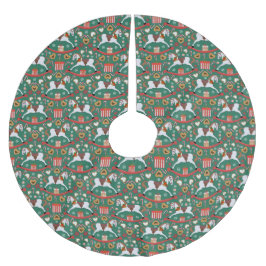 Weihnachts-Wipppferde Grüner Baumrock Polyester Weihnachtsbaumdecke