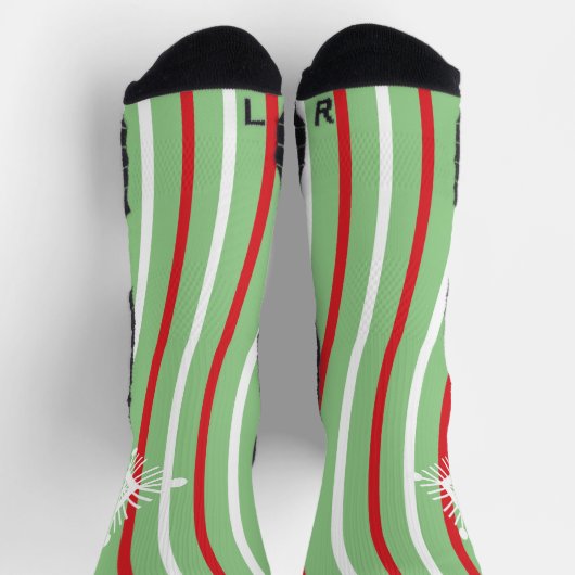 Weihnachts-Wirbel Roter Pfefferminzschneeflocken Socken (Oben)