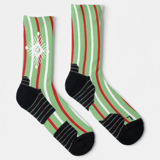 Weihnachts-Wirbel Roter Pfefferminzschneeflocken Socken (Rechts)