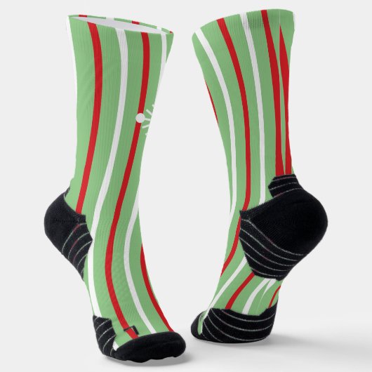 Weihnachts-Wirbel Roter Pfefferminzschneeflocken Socken (Gewinkelt)
