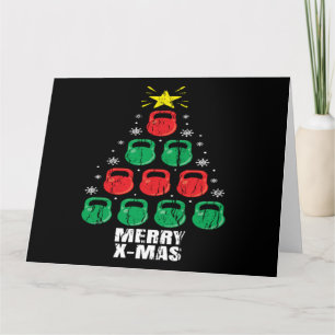 Weihnachts-Witzige-Kugelhanteln-Weihnachtsbaum-Fei Karte