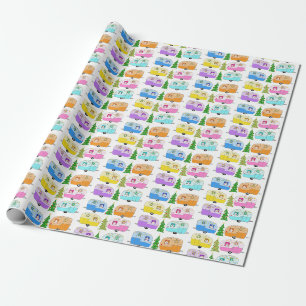 Weihnachts-Wohnmobile Bäume Retro Vintage Anhänger Geschenkpapier