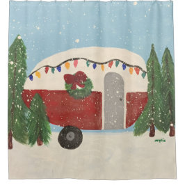 Weihnachts-Wohnwagen Duschvorhang
