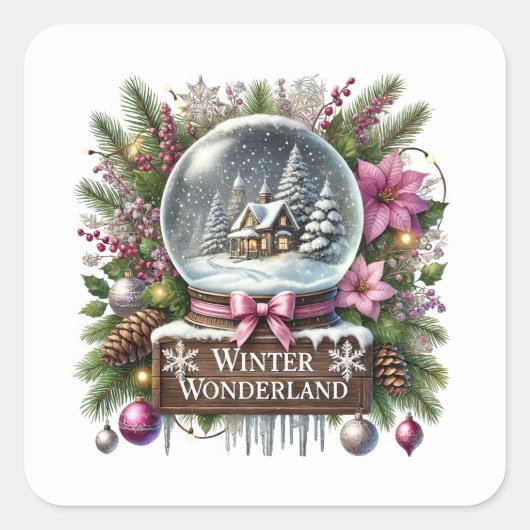Weihnachts-Wontder-Wunderland Quadratischer Aufkleber (Vorderseite)