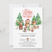 Weihnachts-Woodland-Tiere Kinderdusche Einladung (Vorderseite)