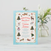 Weihnachts-Woodland-Tiere Kinderdusche Einladung (Stehend Vorderseite)