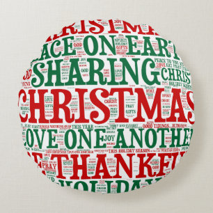 Weihnachts Word Art Cloud 1 RUNDE PILLOW Rundes Kissen