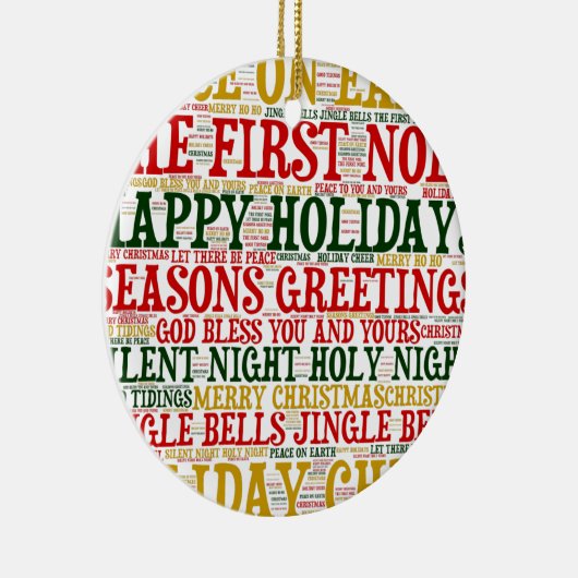 Weihnachts Word Art Cloud 2-Keramik Ornament (Rechts)