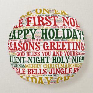 Weihnachts Word Art Cloud 2-RUNDE PILLOW Rundes Kissen