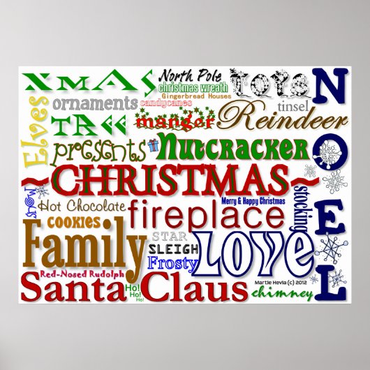 Weihnachts-Word-Art-Poster Poster (Vorne)