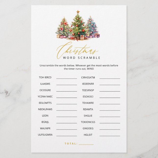 Weihnachts Word Scramble Word Search Party Games (Vorderseite)