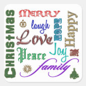 Weihnachts-Word-Sticker Quadratischer Aufkleber (Vorderseite)
