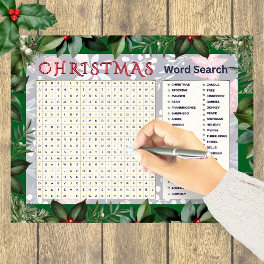 Weihnachts-Word-Suche Puzzle festliche Aktivität Poster