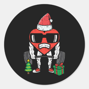 Weihnachts-Workout-Herz-Lifting Weihnachtsgymnasti Runder Aufkleber
