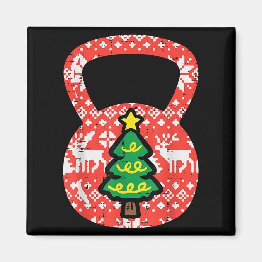 Weihnachts-Workout Kettlebell Xmas Gym-Übungsraum Magnet (Vorne)