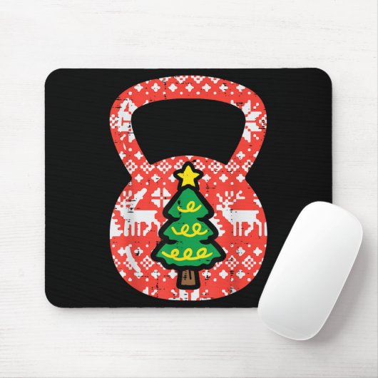 Weihnachts-Workout Kettlebell Xmas Gym-Übungsraum Mousepad (Mit Mouse)