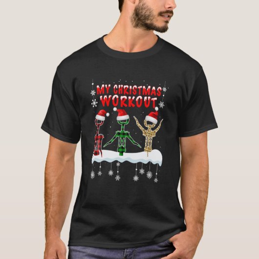Weihnachts-Workout Weinflasche Der Mensch und die T-Shirt (Vorderseite)