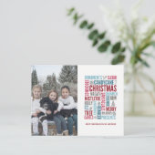 Weihnachts-Wörter Feiertag Foto Postkarte (Stehend Vorderseite)