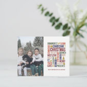 Weihnachts-Wörter Feiertag Foto Postkarte (Stehend Vorderseite)
