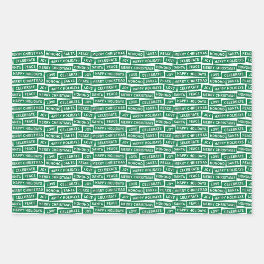 Weihnachts-Wörter Red Green Blue Paper Sheets Geschenkpapier Set (Vorderseite 2)