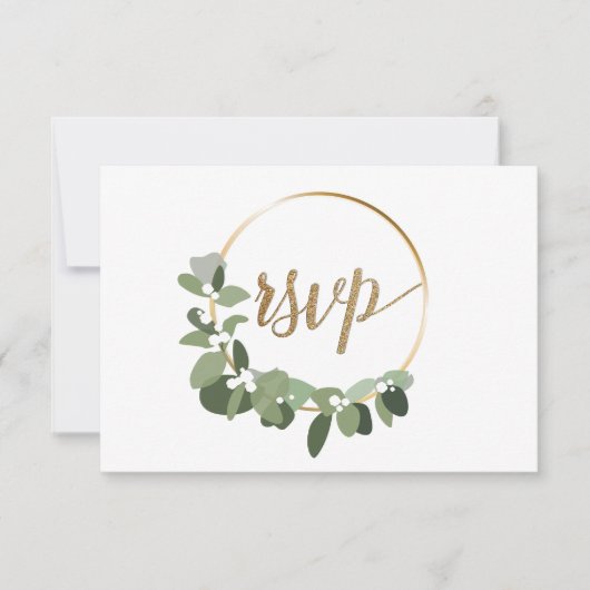 Weihnachts-Wraath-Hochzeit Gold-UAWG nicht per Pos RSVP Karte (Vorderseite)