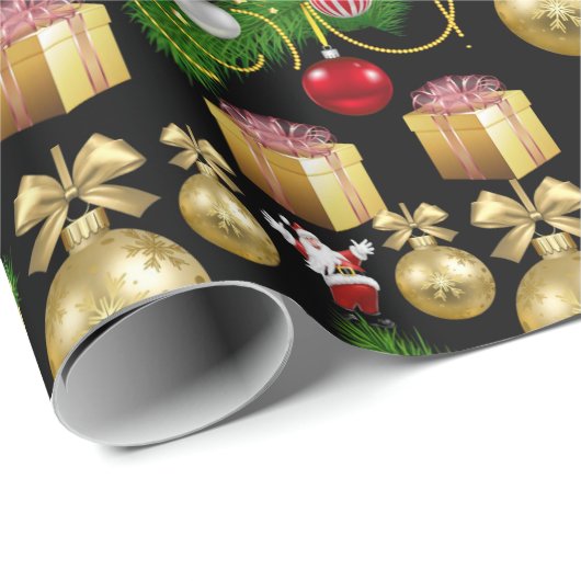 Weihnachts-Wrackpapier Gold Balls Geschenkpapier (Rolleneckpunkt)