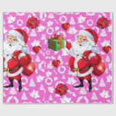Weihnachts-Wrackpapier Santa Pink Geschenkpapier (Flach)