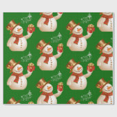 Weihnachts-Wrackpapier Snowman Green Geschenkpapier (Flach)