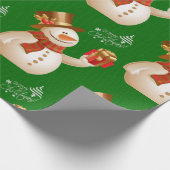 Weihnachts-Wrackpapier Snowman Green Geschenkpapier (Ecke)