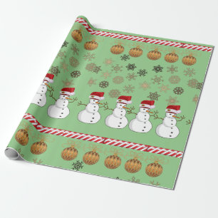 Weihnachts-Wrackpapier Snowman Green Geschenkpapier