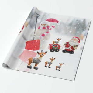 Weihnachts-Wrackpapier Snowman Santa Moose Geschenkpapier