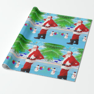 Weihnachts-Wrackpapier Summer Beach Bum Santa Geschenkpapier