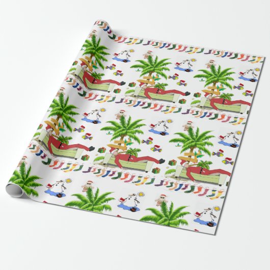 Weihnachts-Wrackpapier Summer Beach Bum Santa Geschenkpapier (Ungerollt)