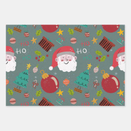 Weihnachts-Wrap-Papier mit festlichem Santa Geschenkpapier Set
