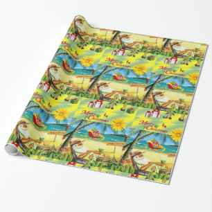 Weihnachts-Wrapping Paper Beach Bum Santa Geschenkpapier