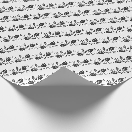 Weihnachts-Wrapping Paper-Black Holly Wrapping Pap Geschenkpapier (Ecke)
