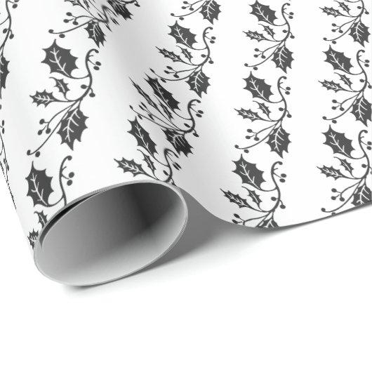 Weihnachts-Wrapping Paper-Black Holly Wrapping Pap Geschenkpapier (Rolleneckpunkt)