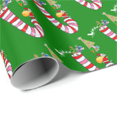 Weihnachts-Wrapping Paper Candy Canes Santa Geschenkpapier (Rolleneckpunkt)
