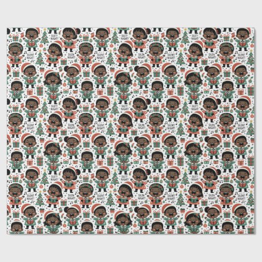 Weihnachts-Wrapping Paper for Black Kids - Singing Geschenkpapier (Flach)