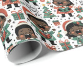Weihnachts-Wrapping Paper for Black Kids - Singing Geschenkpapier (Rolleneckpunkt)