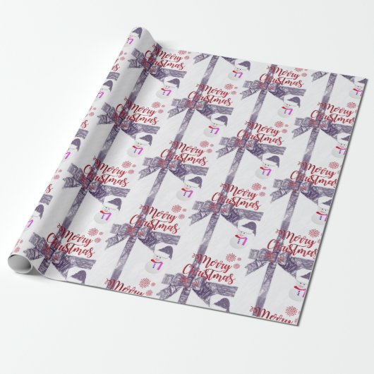 Weihnachts-Wrapping Paper Frohe Weihnachtsschneema Geschenkpapier (Ungerollt)