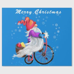 Weihnachts-Wrapping Paper Gnome mit Bike und Gesch Geschenkpapier