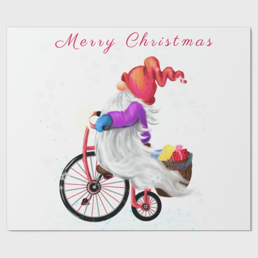 Weihnachts-Wrapping Paper Gnome mit Geschenken Geschenkpapier (Flach)