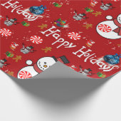 Weihnachts Wrapping Paper Happy Holidays Snowman Geschenkpapier (Ecke)