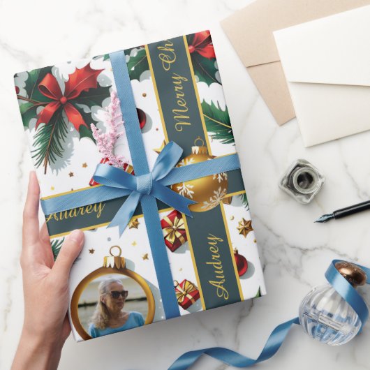 Weihnachts-Wrapping Paper mit Foto und Text Geschenkpapier (Schenken)