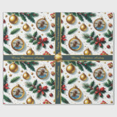 Weihnachts-Wrapping Paper mit Foto und Text Geschenkpapier (Flach)
