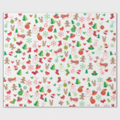 Weihnachts-Wrapping Paper mit Weihnachtsfiguren Geschenkpapier (Flach)