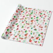 Weihnachts-Wrapping Paper mit Weihnachtsfiguren Geschenkpapier (Ungerollt)